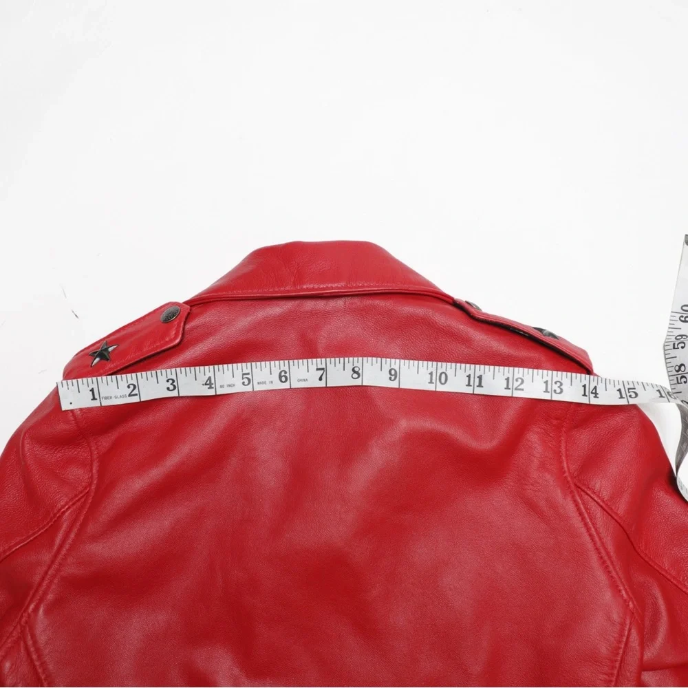 Schott NYC Perfecto Biker Leather Jacket Red Size XS - Picture 10 of 13
